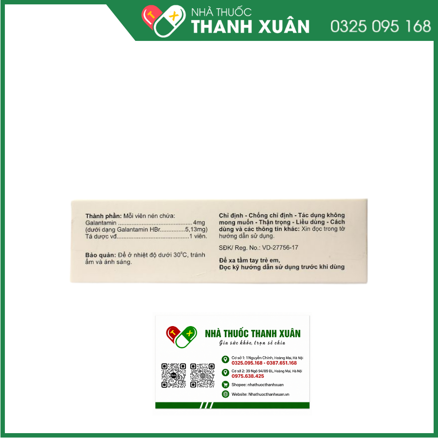 Galagi 4mg điều trị chứng sa sút trí tuệ từ nhẹ đến trung bình trong bệnh Alzheimer