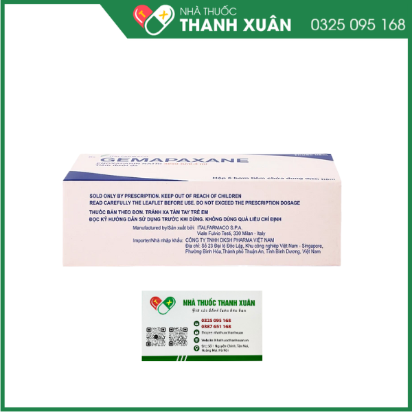 Dung dịch tiêm Gemapaxane 4000 UI/0,4 ml dự phòng, trị huyết khối (6 bơm tiêm x 0,4 ml)