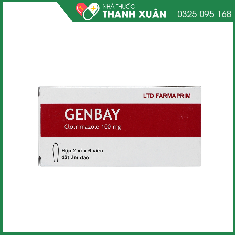 Viên đặt âm đạo Genbay 100mg trị nhiễm khuẩn, nấm âm đạo