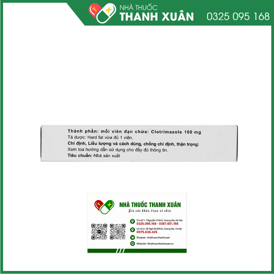Viên đặt âm đạo Genbay 100mg trị nhiễm khuẩn, nấm âm đạo