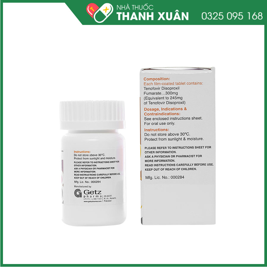 Thuốc Thuốc Getino-B điều trị viêm gan B hoặc kết hợp với thuốc kháng để kiểm soát HIV ở người trưởng thành