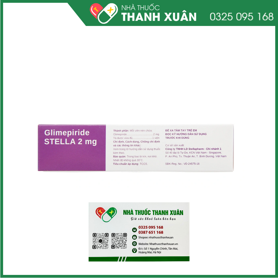 Glimepiride STELLA 2mg trị đái tháo đường tuýp 2