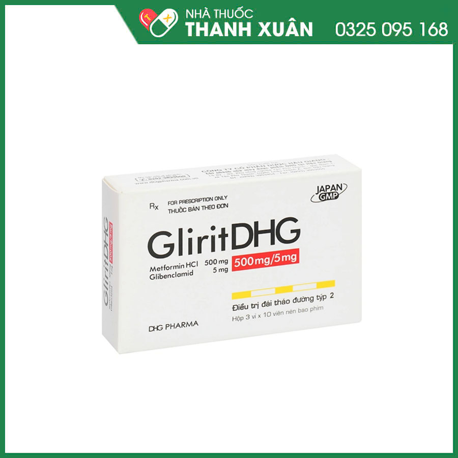 GliritDHG 500mg/5mg thuốc điều trị đái tháo đường týp 2