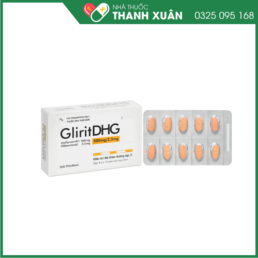 GliritDHG 500mg/2.5mg điều trị đái tháo đường tuýp 2