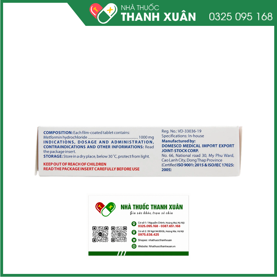 Glucofine 1000mg Domesco điều trị đái tháo đường týp 2