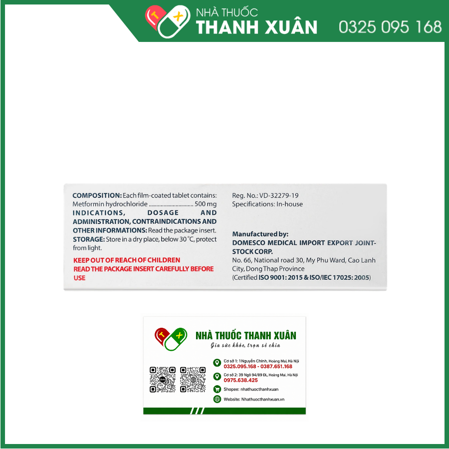 Thuốc Glucofine 500mg Domesco điều trị đái tháo đường týp 2