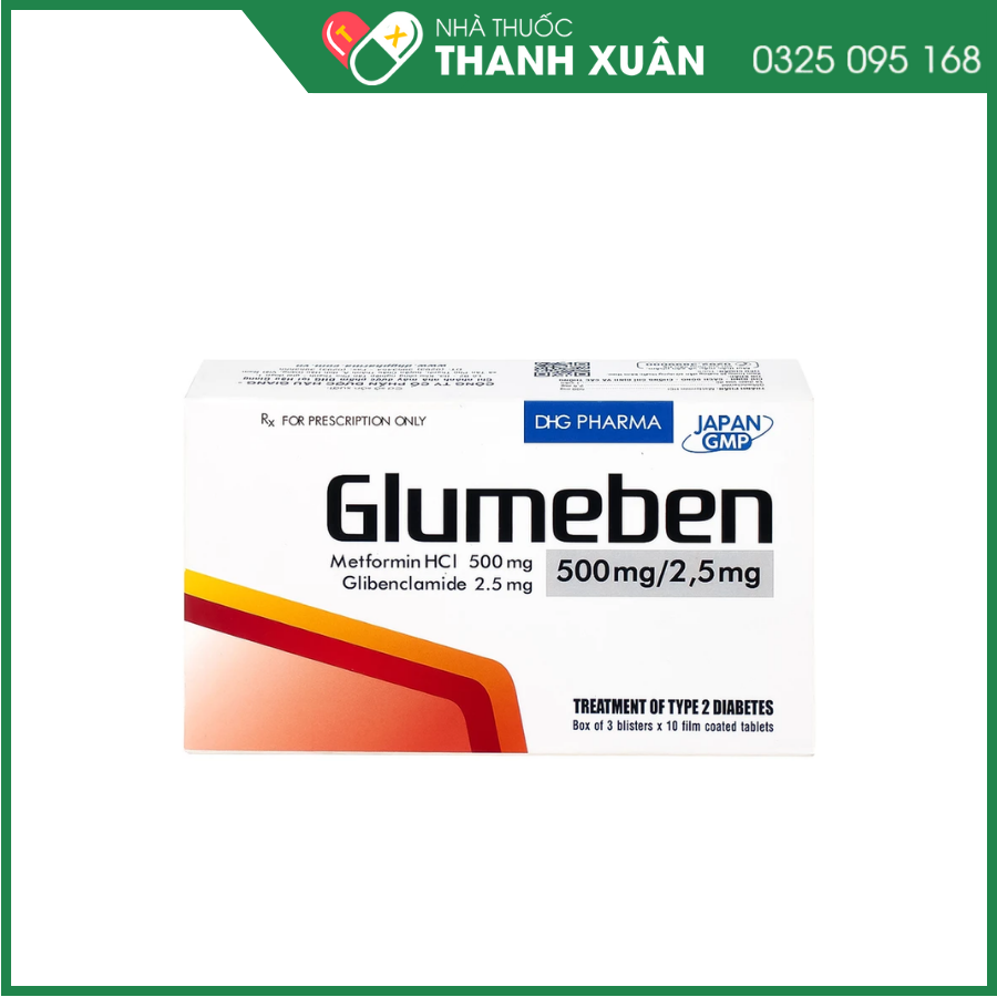 Glumeben 500mg/2.5mg điều trị đái tháo đường tuýp 2