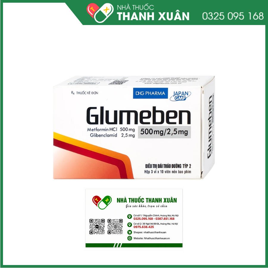 Glumeben 500mg/2.5mg điều trị đái tháo đường tuýp 2