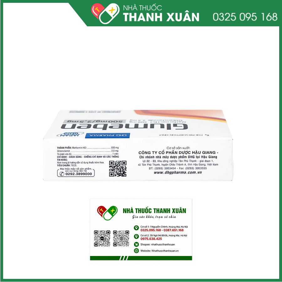 Glumeben 500mg/2.5mg điều trị đái tháo đường tuýp 2