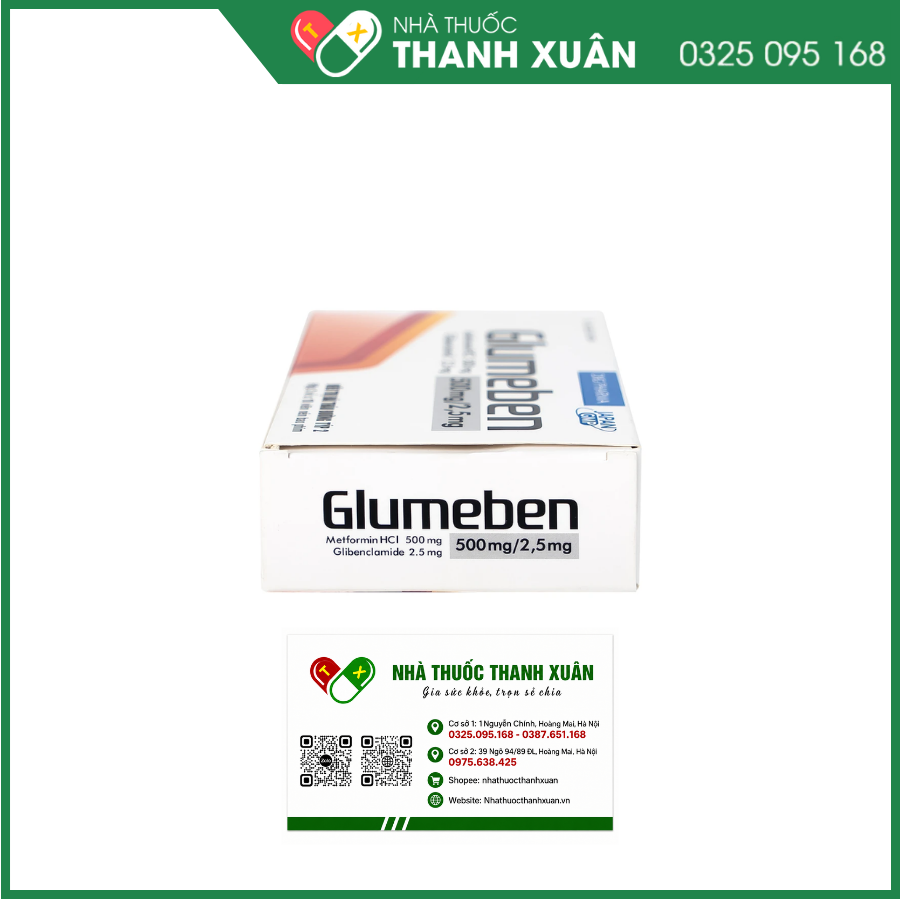 Glumeben 500mg/2.5mg điều trị đái tháo đường tuýp 2