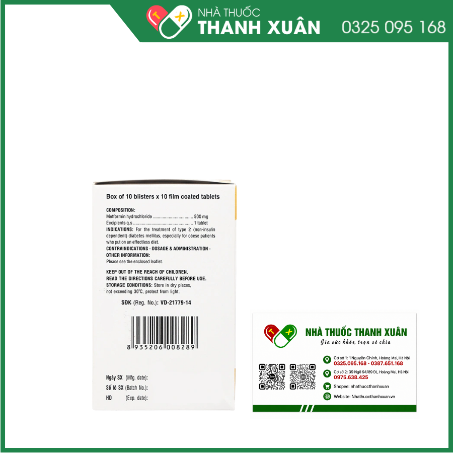 Glumeform 500 trị đái tháo đường tuýp 2 không phụ thuộc insulin