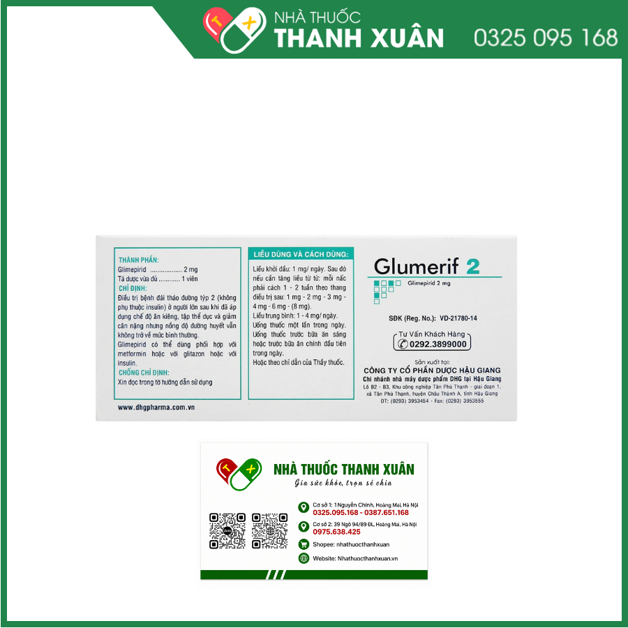 Thuốc Glumerif 2 DHG điều trị bệnh đái tháo đường tuýp 2