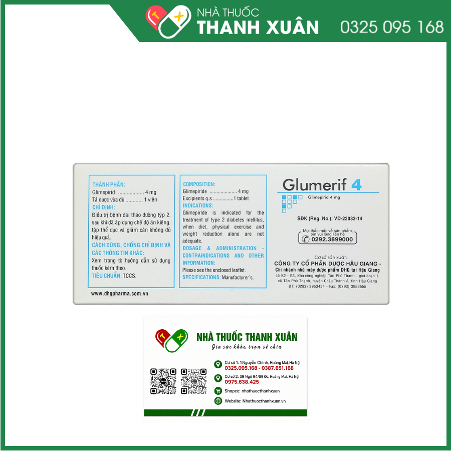 Glumerif 4 điều trị đái tháo đường tuýp 2