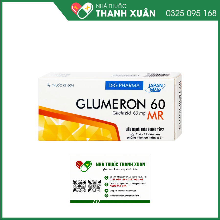 Glumeron 60 MR điều trị đái tháo đường tuýp 2