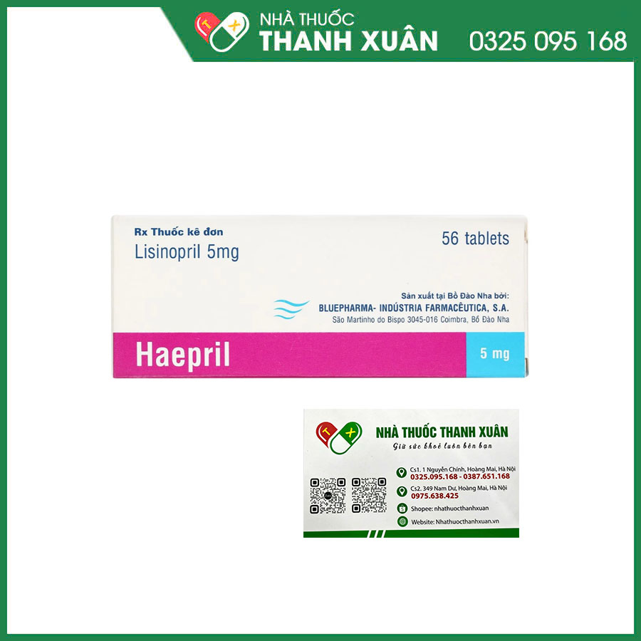 Haepril 5mg thuốc điều trị tăng huyết áp, suy tim, nhồi máu cơ tim cấp và biến chứng thận của bệnh đái tháo đường
