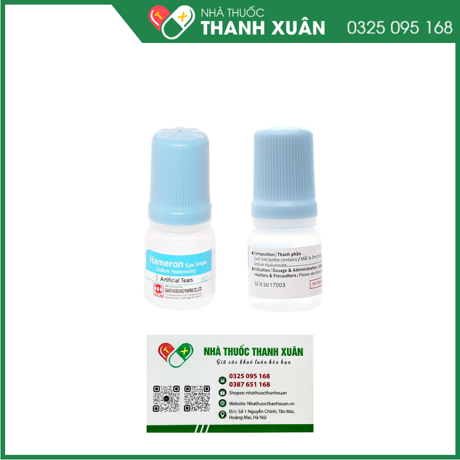 Dung dịch nhỏ mắt Hameron - Giảm khô mắt và làm chất bôi trơn