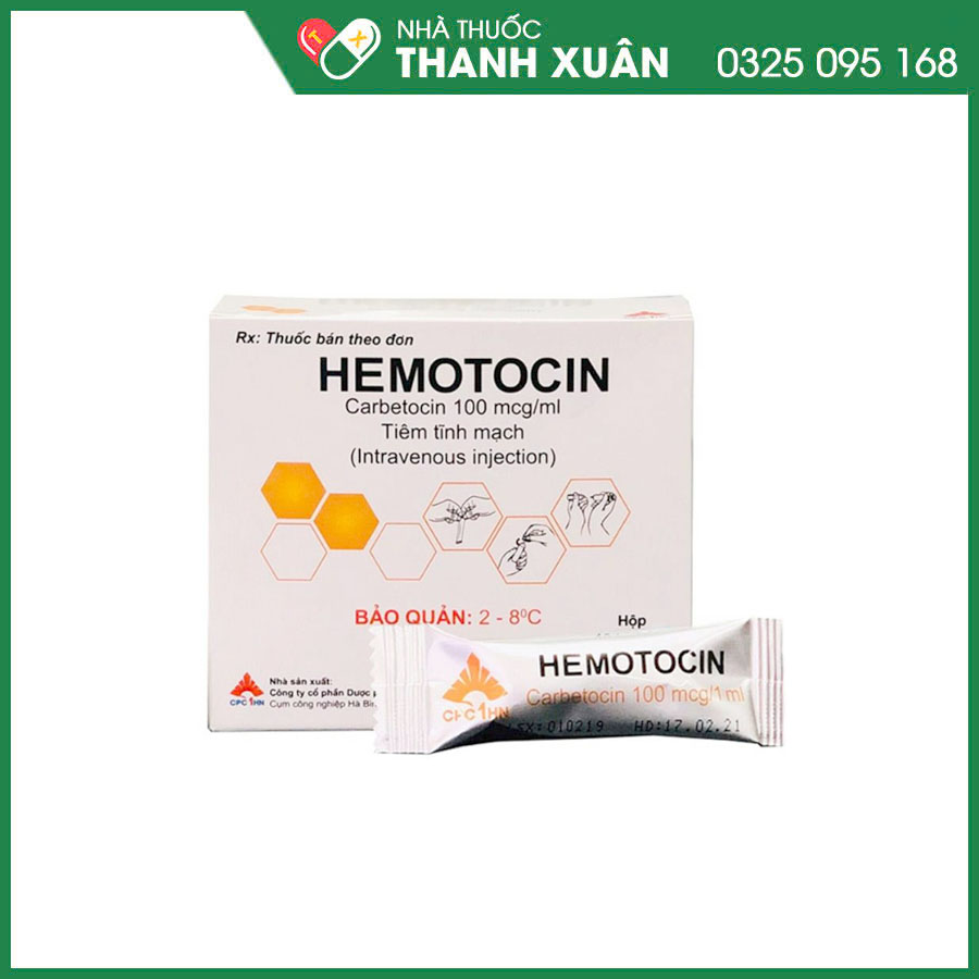 Hemotocin thuốc giúp ngăn ngừa mất trương lực tử cung và xuất huyết hậu sản sau mổ lấy thai chủ động dưới sự gây tê ngoài màng cứng hoặc gây tê tủy sống