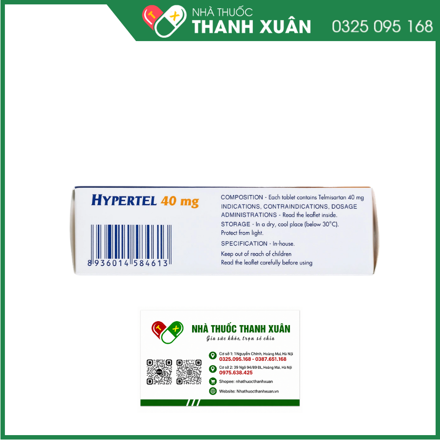 Thuốc Hypertel 40mg Pymepharco điều trị cao huyết áp vô căn