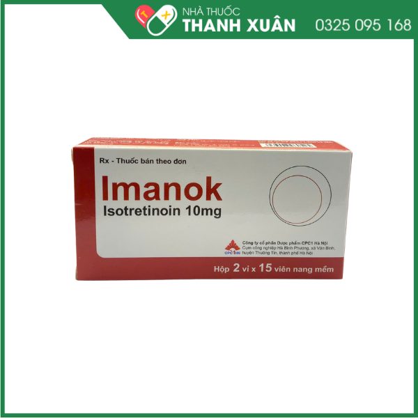 Thuốc Imanok Isotretinoin 10mg CPC1HN điều trị mụn trứng cá nặng