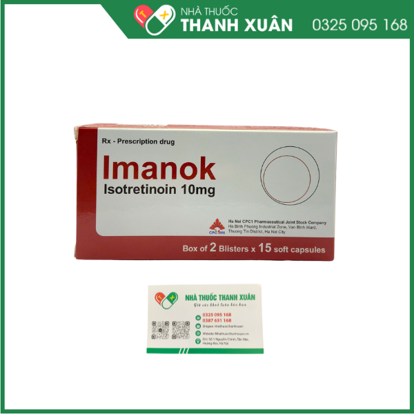 Thuốc Imanok Isotretinoin 10mg CPC1HN điều trị mụn trứng cá nặng