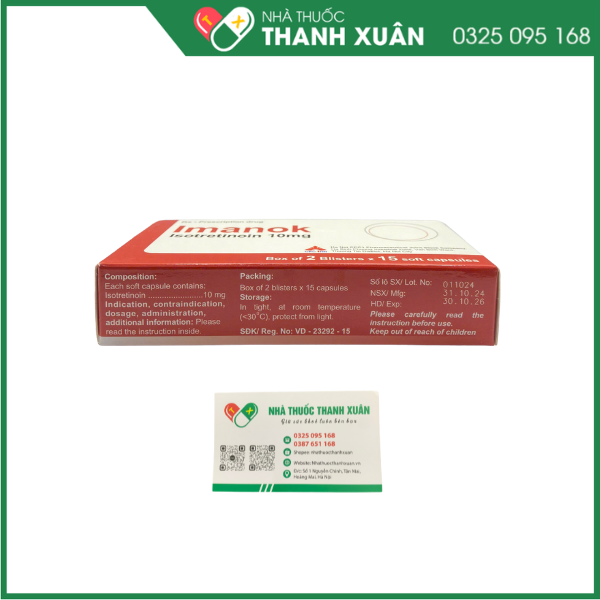 Thuốc Imanok Isotretinoin 10mg CPC1HN điều trị mụn trứng cá nặng