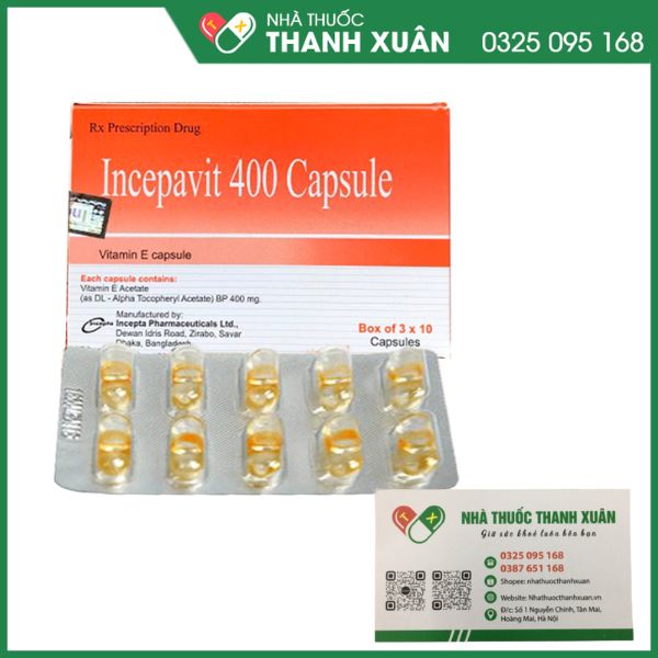 Incepavit 400 Capsule Thuốc điều trị thiếu vitamin E hiệu quả