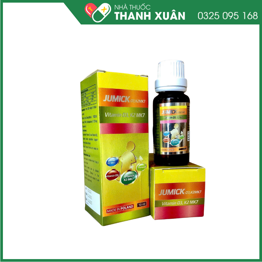 Jumick - D3, K2MK7 - Hỗ trợ xương, răng chắc khỏe, giảm nguy cơ còi xương ở trẻ em