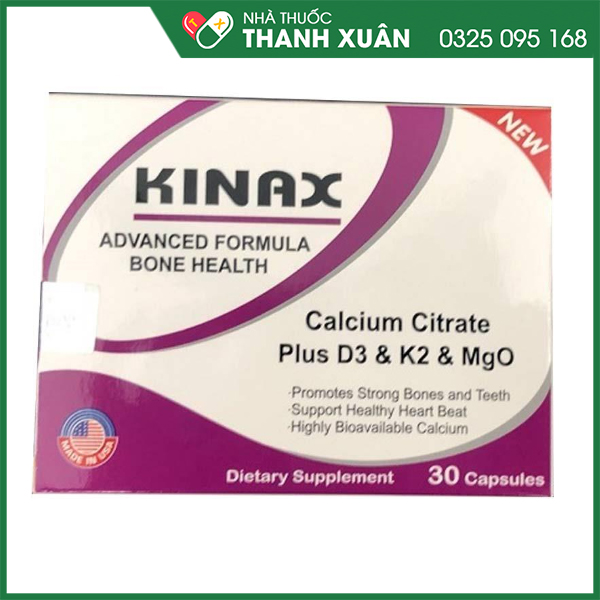 Kinax hỗ trợ bố sung canxi, D3, K2