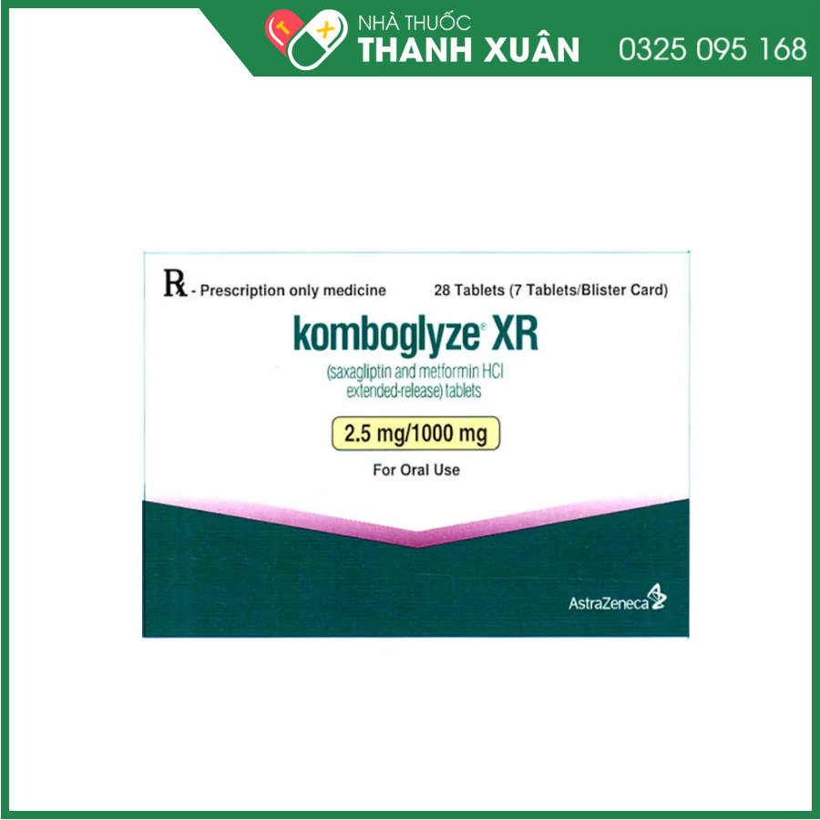Komboglyze XR 2.5mg/1000mg điều trị đái tháo đường