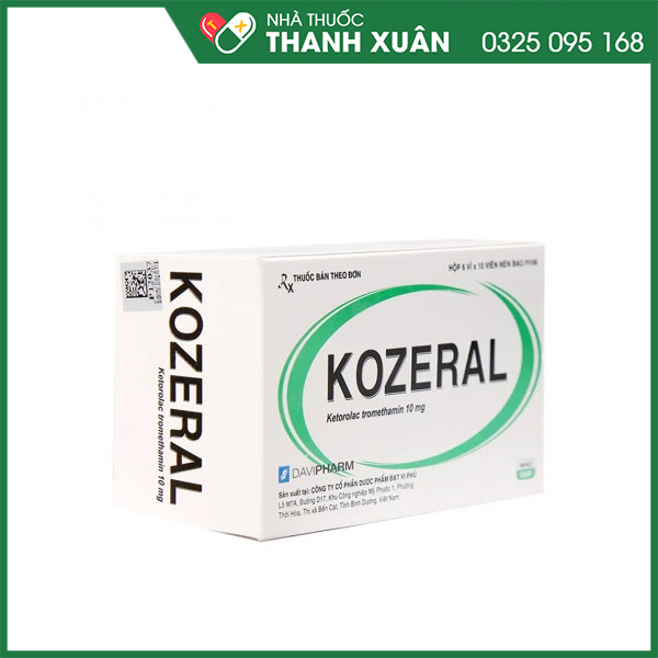 Kozeral điều trị ngắn ngày đau vừa tới đau nặng