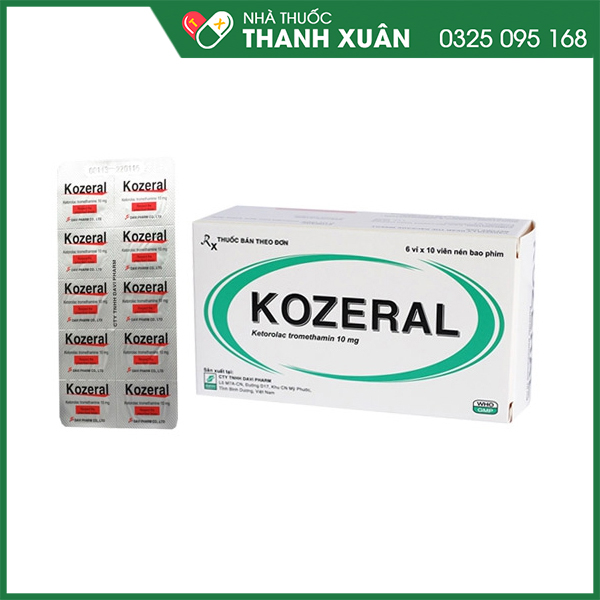 Kozeral điều trị ngắn ngày đau vừa tới đau nặng