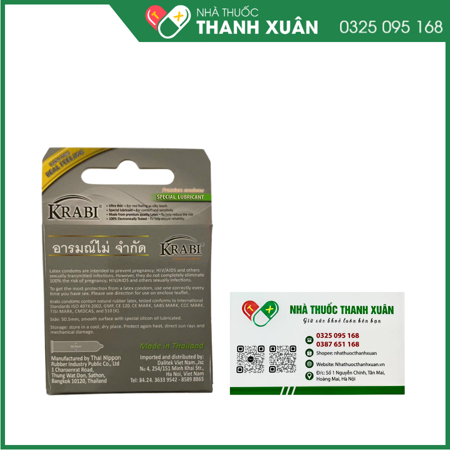 Bao cao su Krabi siêu mỏng - Ultrathin