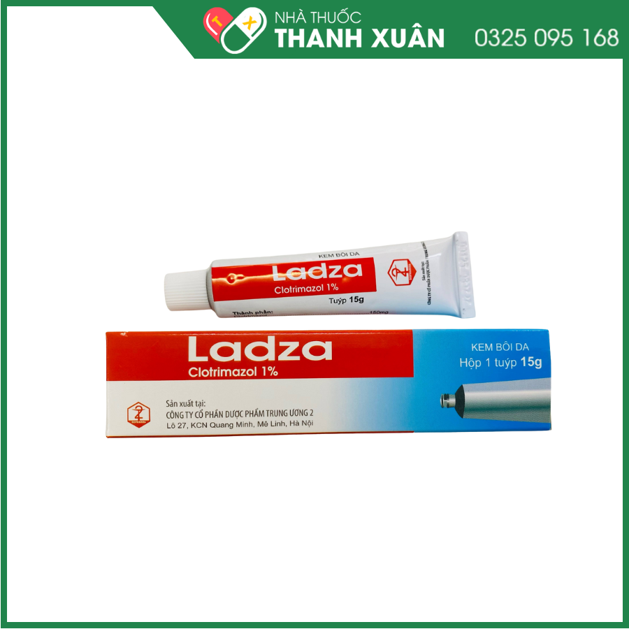 Kem bôi Ladza trị nấm da, nấm Candida da, nấm kẽ ngón tay, kẽ ngón chân, lang ben