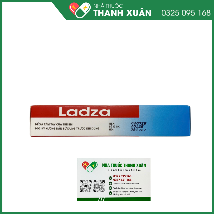 Kem bôi Ladza trị nấm da, nấm Candida da, nấm kẽ ngón tay, kẽ ngón chân, lang ben