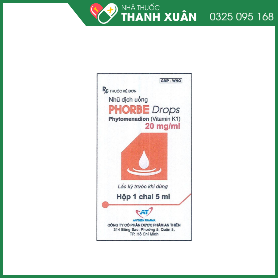 Nhũ dịch uống Phorbe Drops dùng trong trường hợp thiếu vitamin K mà không thể bổ sung qua chế độ dinh dưỡng