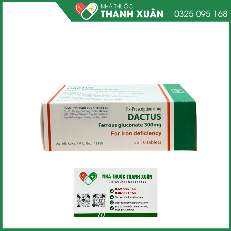 Dactus điều trị và dự phòng thiếu máu thiếu sắt