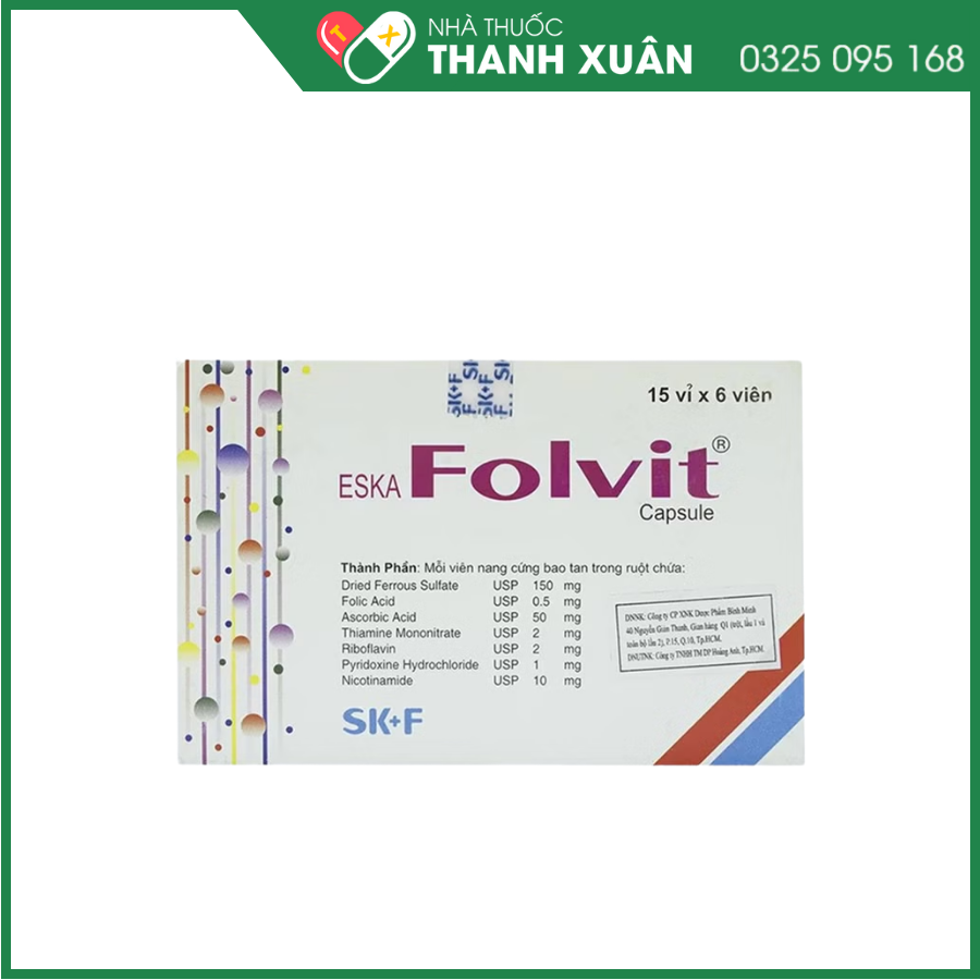 EskaFolvit Capsule điều trị  và dự phòng thiếu máu do thiếu sắt