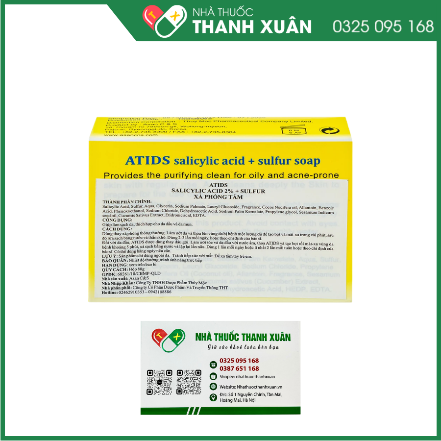 Xà phòng tắm Atids Salicylic Acid 2% + sulfur soap 8%