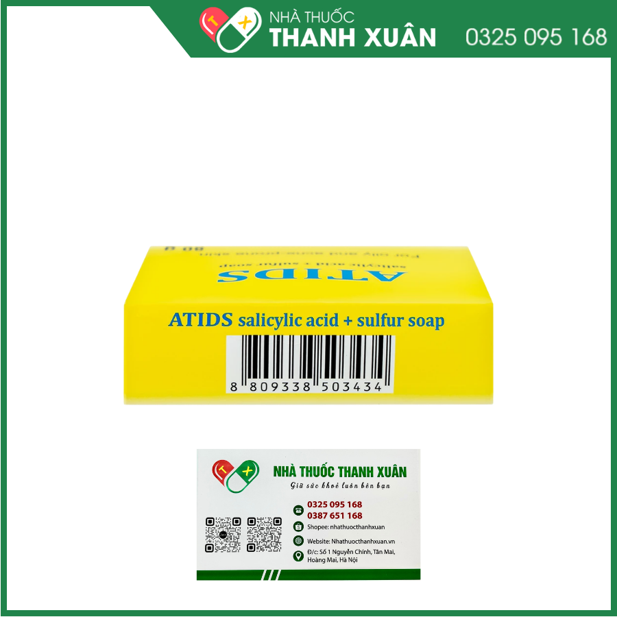 Xà phòng tắm Atids Salicylic Acid 2% + sulfur soap 8%