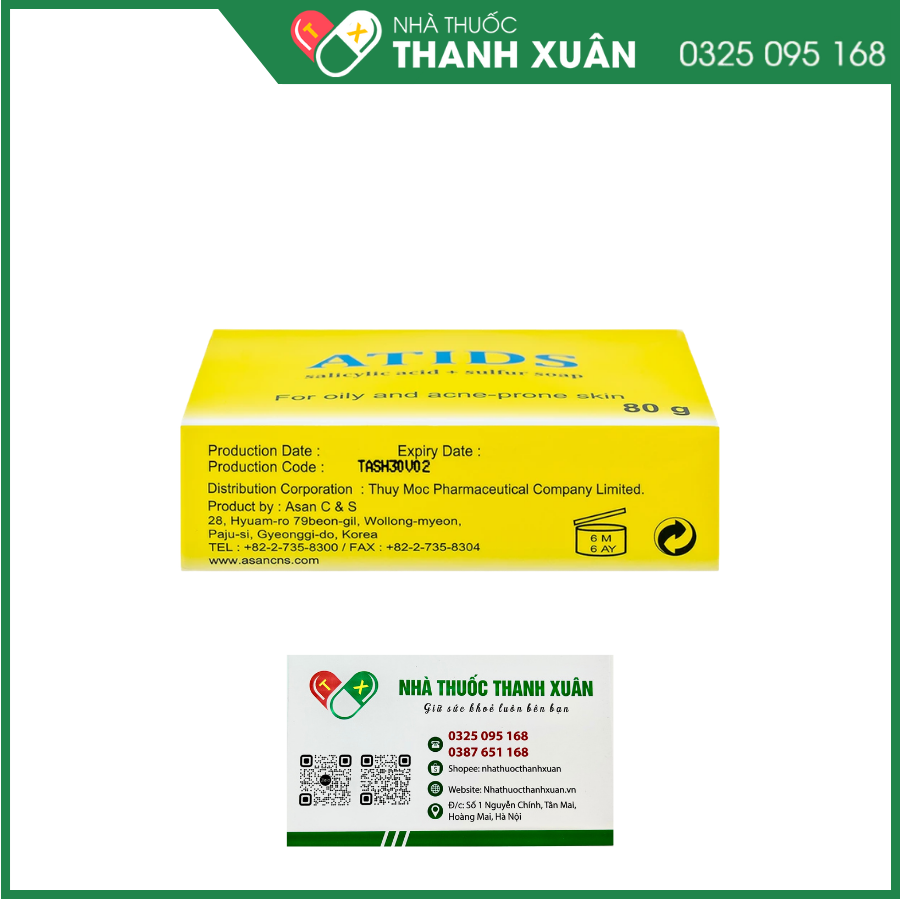 Xà phòng tắm Atids Salicylic Acid 2% + sulfur soap 8%