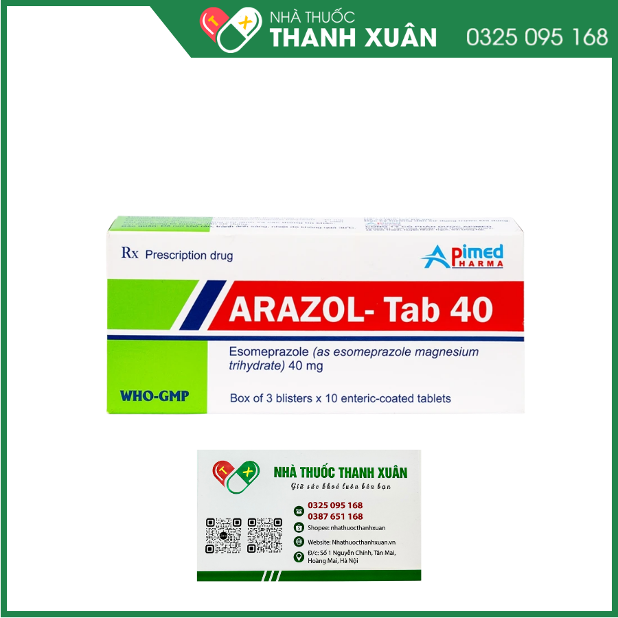 Arazol-Tab 40 điều trị bệnh trào ngược dạ dày - thực quản