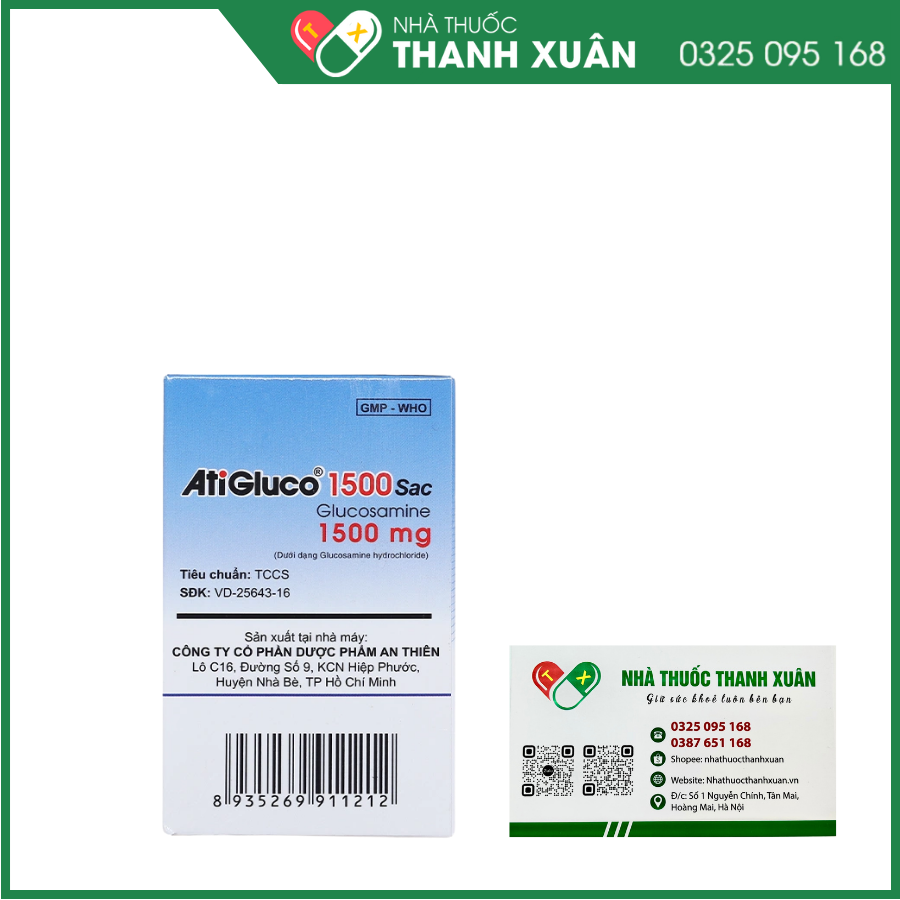 Thuốc cốm Atigluco 1500 Sac giảm triệu chứng viêm khớp gối nhẹ đến trung bình