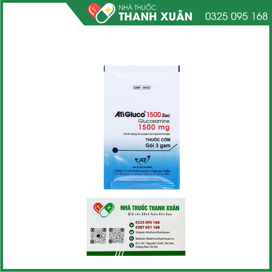 Thuốc cốm Atigluco 1500 Sac giảm triệu chứng viêm khớp gối nhẹ đến trung bình