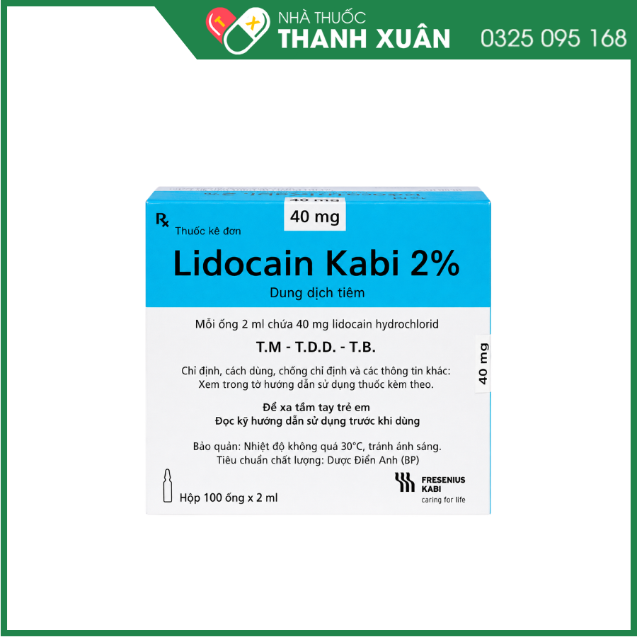 Lidocain Kabi 2% - Thuốc tiêm gây tê tại chỗ