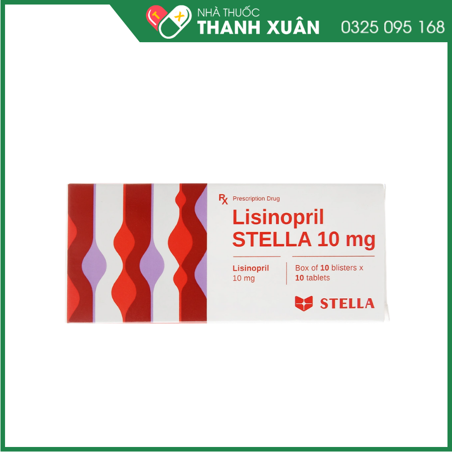 Lisinopril STELLA 10mg trị tăng huyết áp, suy tim