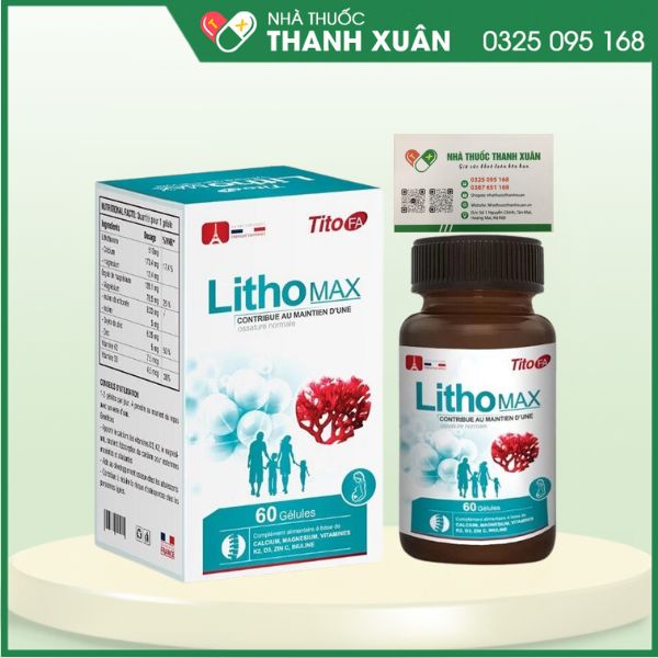 LithoMAX - Viên uống bổ sung canxi hữu cơ từ tảo biển đỏ