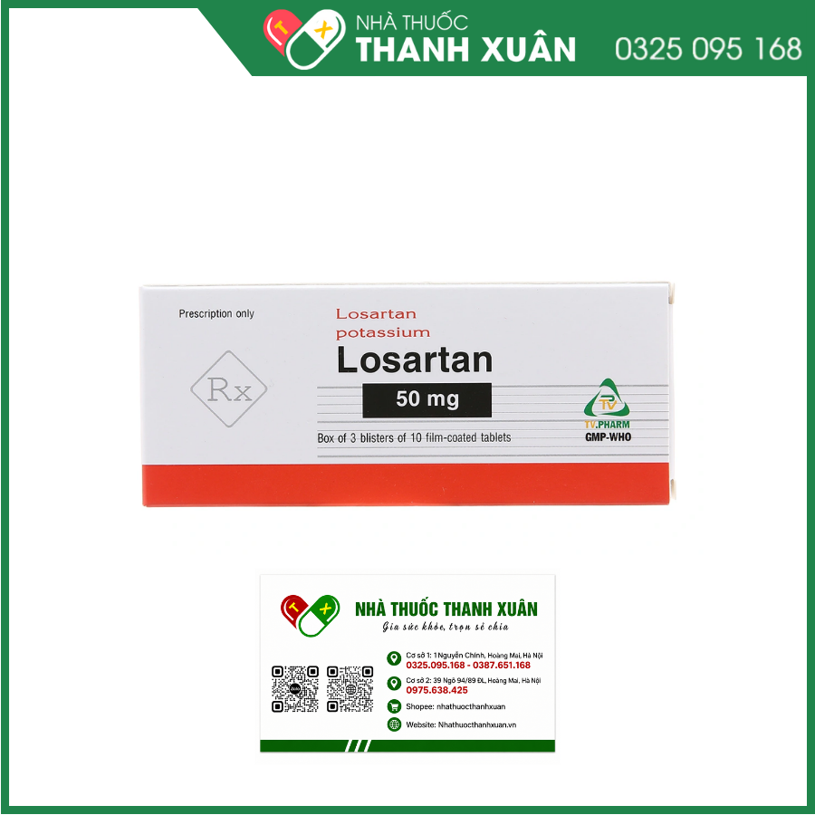 Losartan 50mg TV.Pharm điều trị tăng huyết áp
