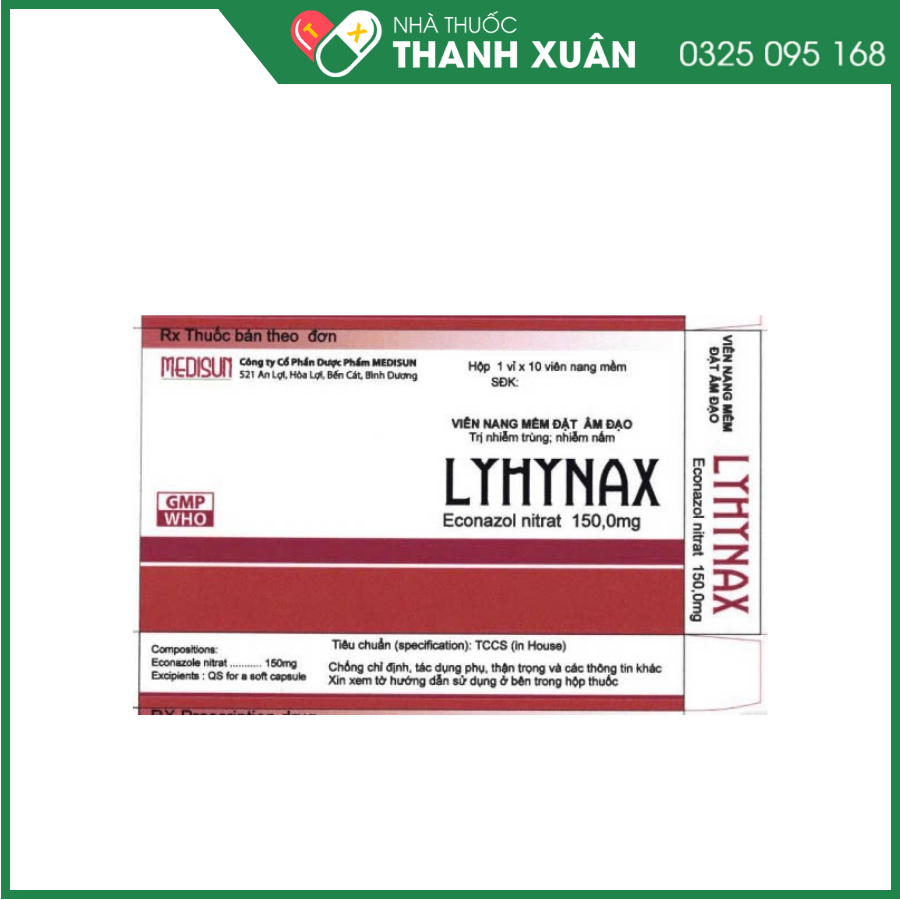 Lyhynax - Thuốc điều trị tại chỗ viêm phụ khoa của Medisun