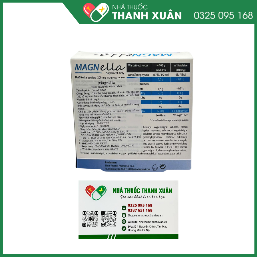 Magnella viên uống bổ sung magie và vitamin B6