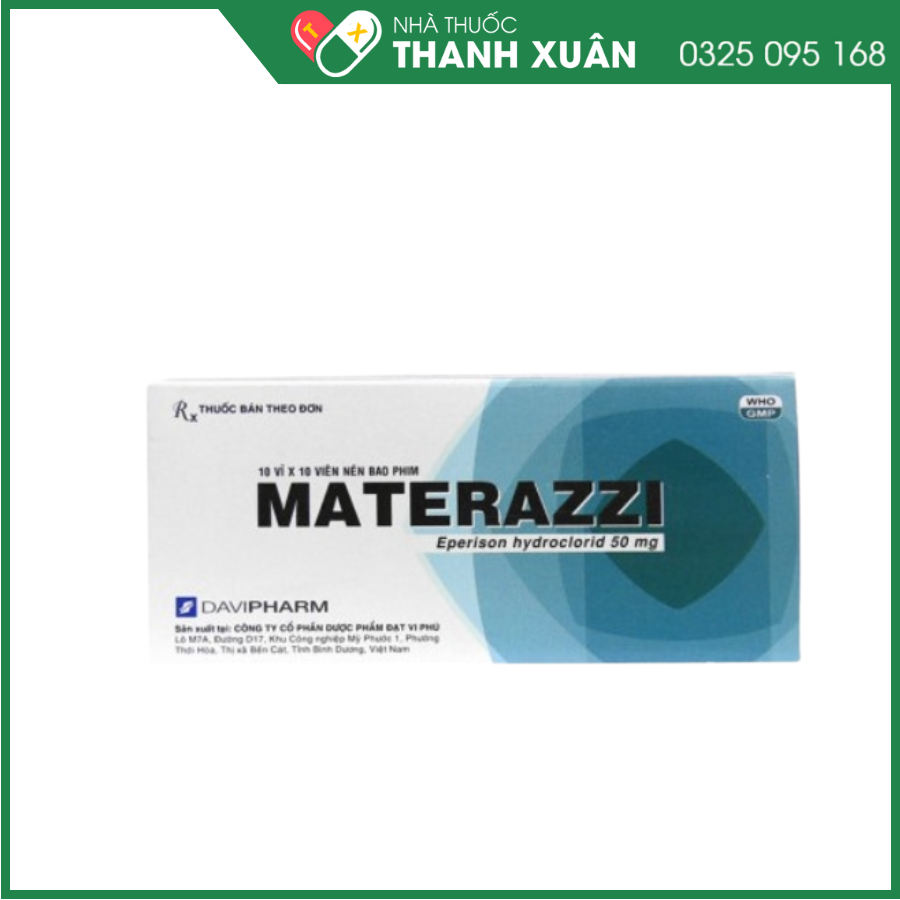 Thuốc Materazzi giãn cơ xương, điều trị chứng co thắt, co cứng cơ